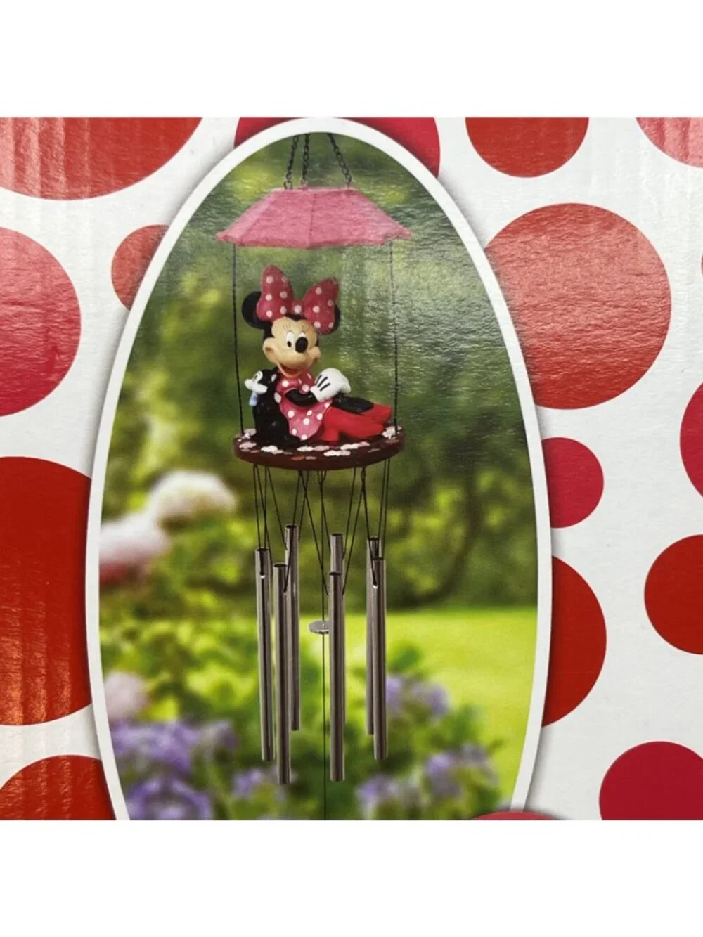 Disney Minnie Mouse 26” Umbrella LED Solar Windchime Lights at Night